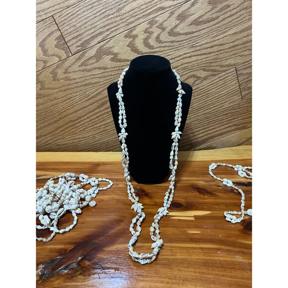 Vintage Lot Hawaiian Cowrie Shell Clusters Lei Necklaces Authentic Layering MCM - Picture 6 of 9